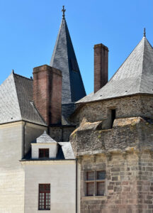 Stone towers seen from below